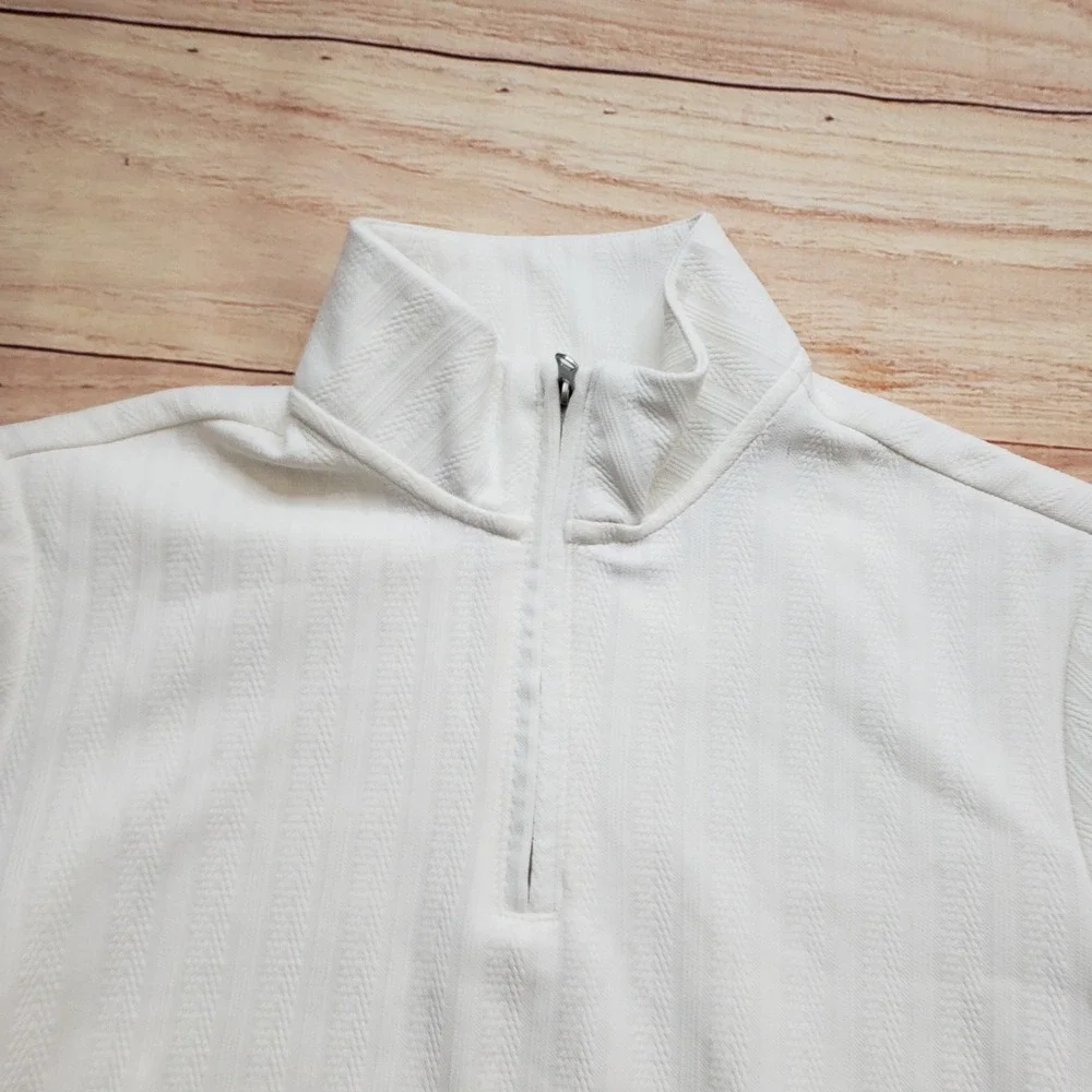 Thomas Sterling Mens Quarter Zip Pullover Mens M Cream White Performance Stretch